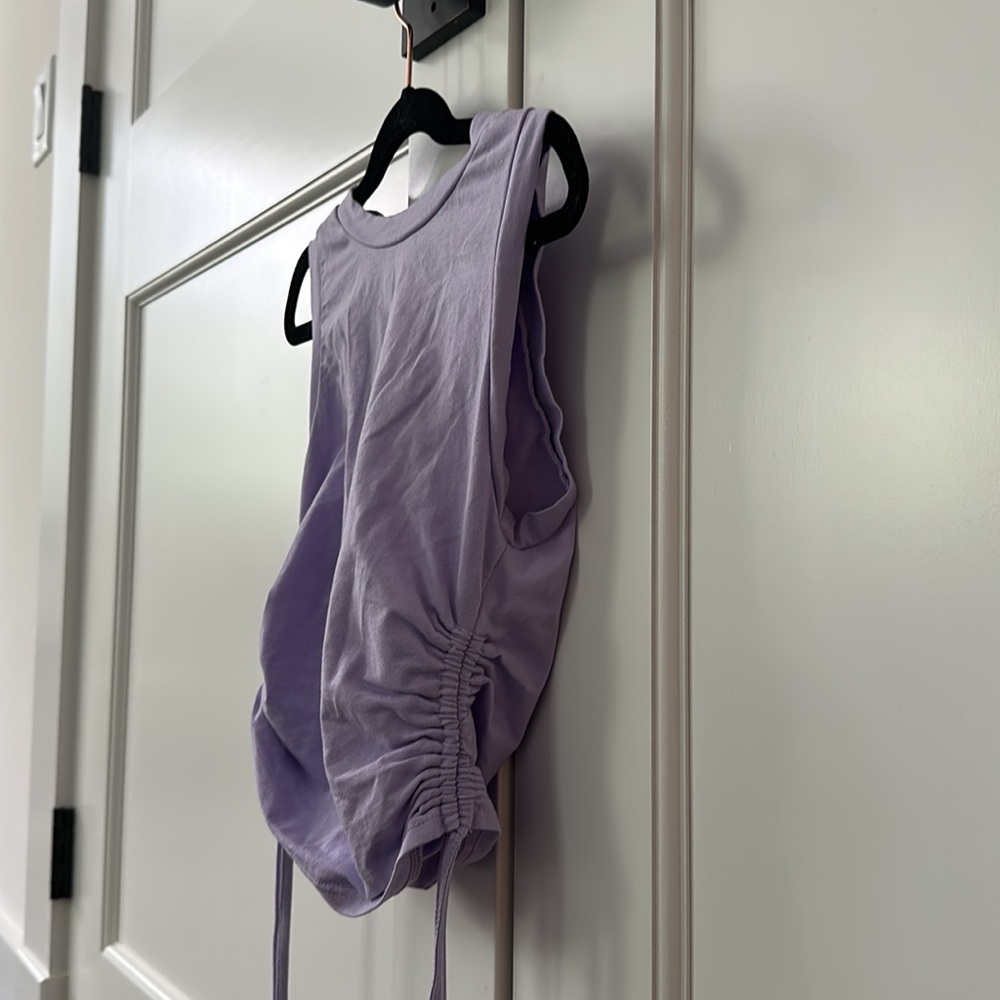 Purple Drawstring Ruched Side Tank Top - Picture 5 of 5
